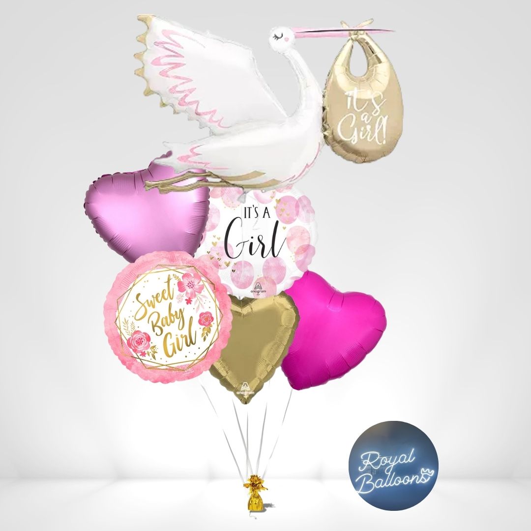 Itβs a Girl! Stork Balloon Bouquet